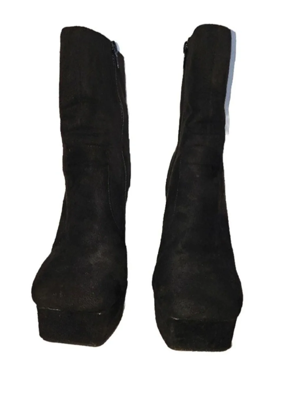 Dolls Kill Lemon Drop Size 6.5 Black suede 5.5 inch platform boots with chunky h